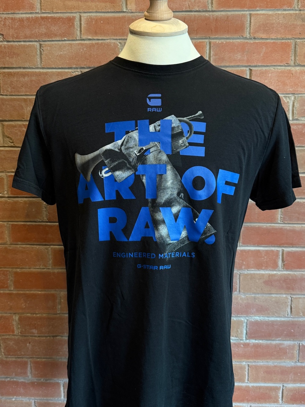 G-Star Black Short-Sleeve Tee with Blue Graphic Print
